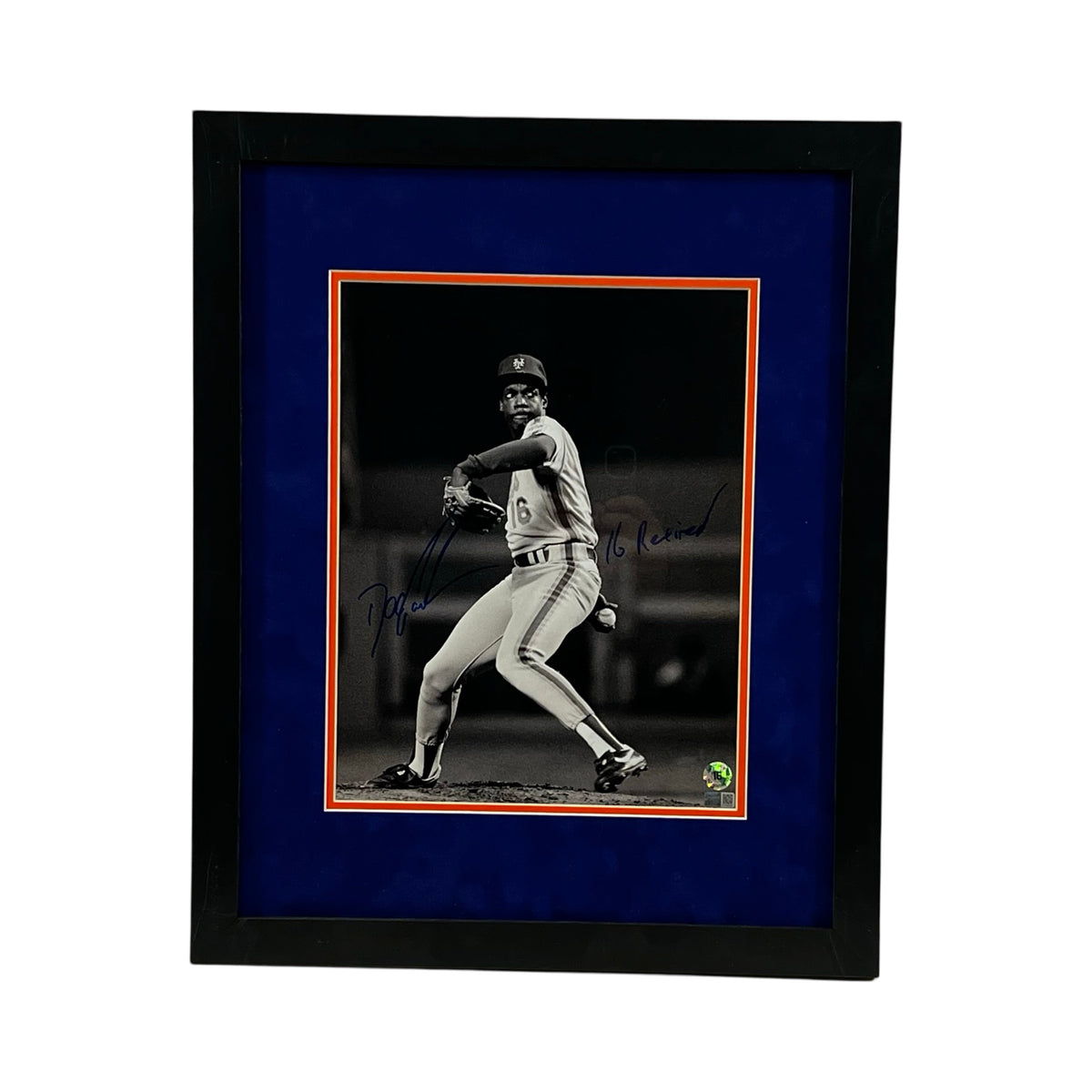 Doc Gooden Autographed New York Mets Vertical B&W Pitching Framed 11x14 "16 Retired" Inscription Steiner CX