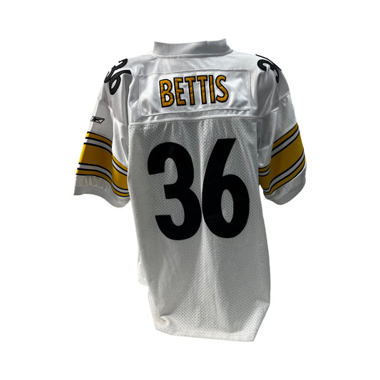Jerome Bettis Unsigned Pittsburgh Steelers White Super Bowl XL Reebok Jersey Size 50