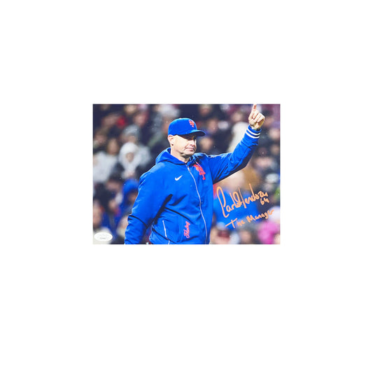 Carlos Mendoza Autographed New York Mets 8x10 "The Manager" Inscription JSA