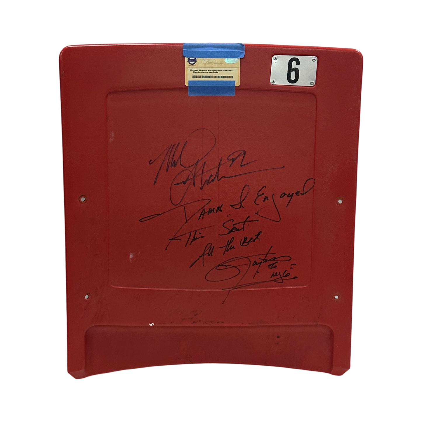 Michael Strahan & Lawrence Taylor Autographed Inscribed New York Giants Meadowlands Seatback Steiner