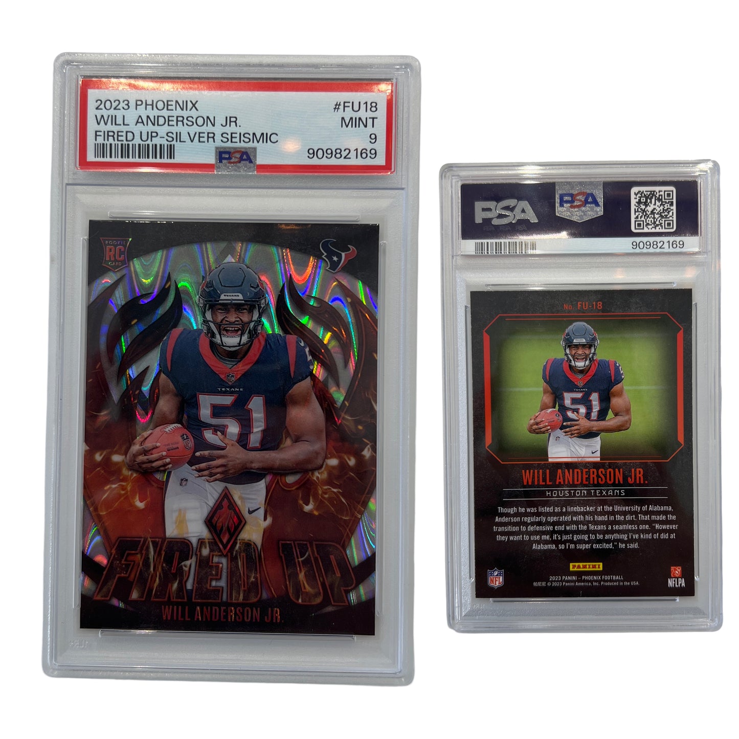 2023 Will Anderson Jr. Phoenix Fired Up-Silver Seismic #FU18 PSA MINT 9