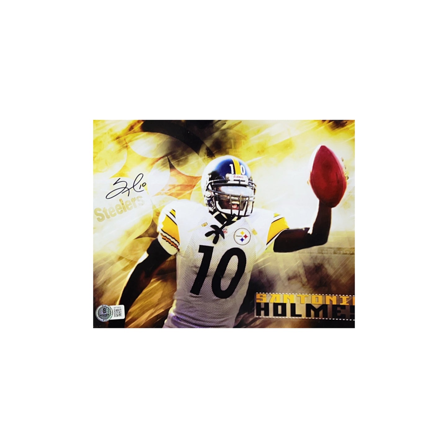 Santonio Holmes Autographed Pittsburgh Steelers Edit 8x10 Beckett