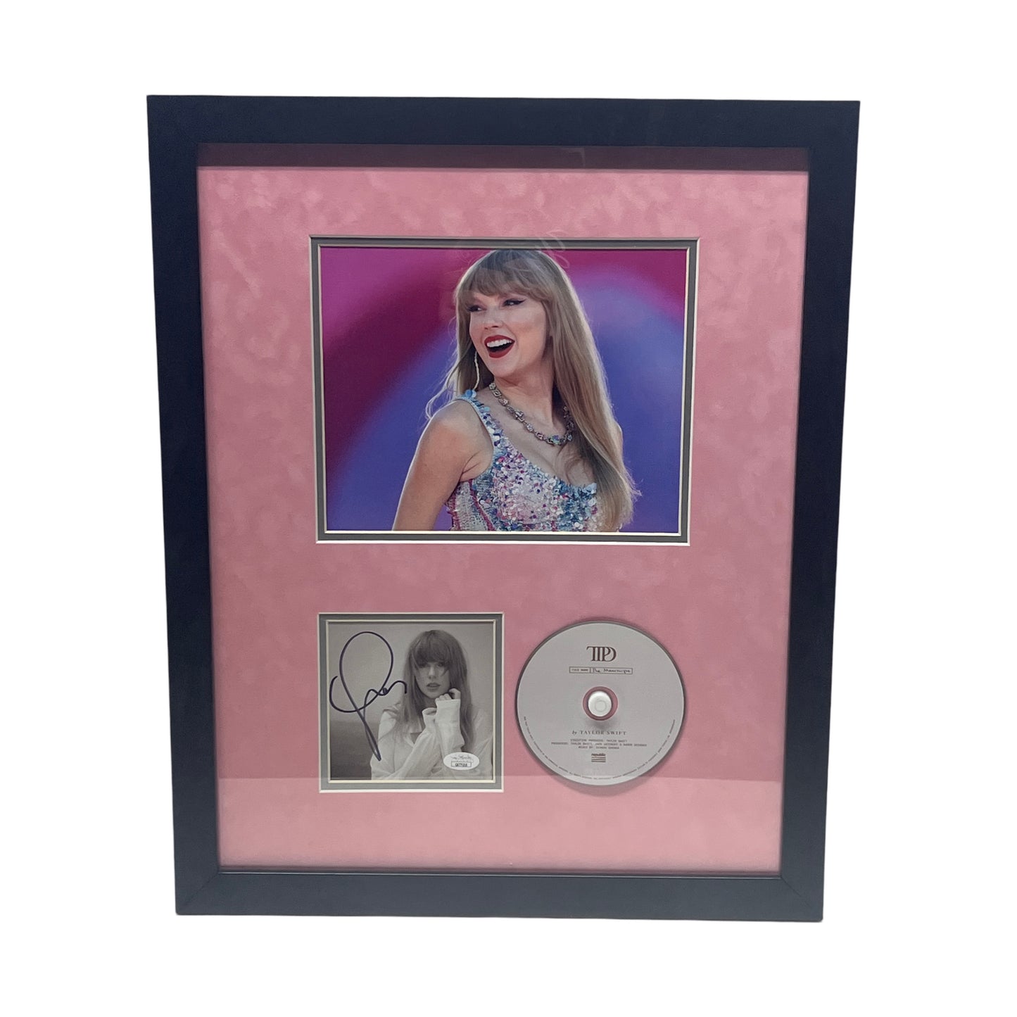 Taylor Swift Autographed Cut & Framed CD 11x14 Frame Smile Pink Matte Vertical JSA