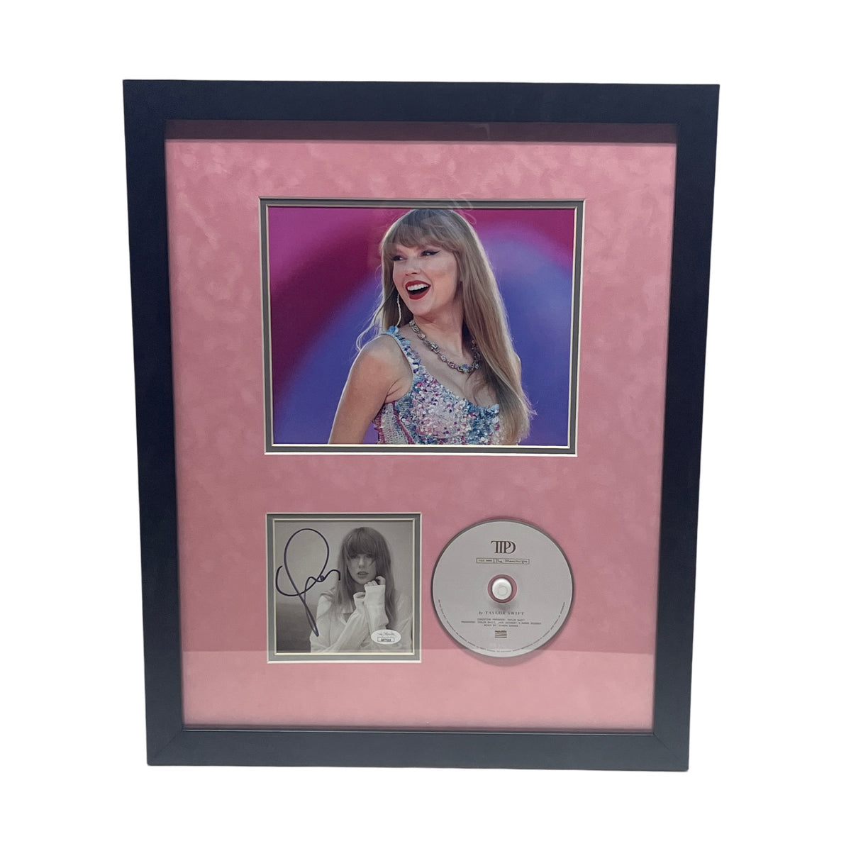 Taylor Swift Autographed Cut & Framed CD 11x14 Frame Smile Pink Matte Vertical JSA