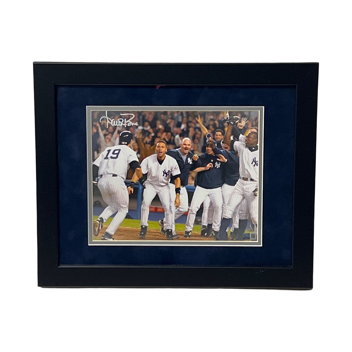 Aaron Boone Autographed New York Yankees Home Plate Celebration With Team Framed 8X10 Steiner