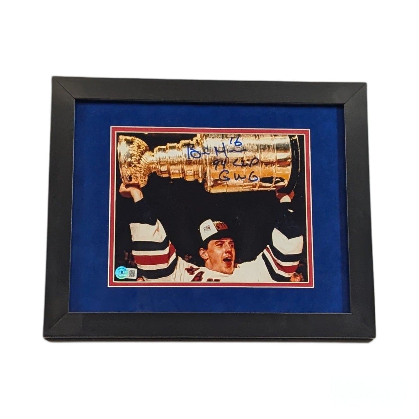 Brian Noonan Autographed New York Rangers Framed 8x10 Holding Cup Beckett