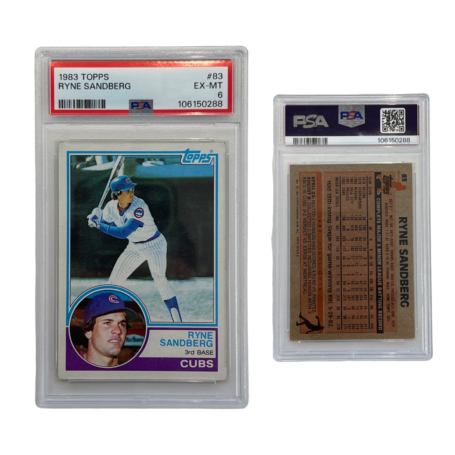 1983 Topps Ryne Sandberg #83 PSA EX-MT 6
