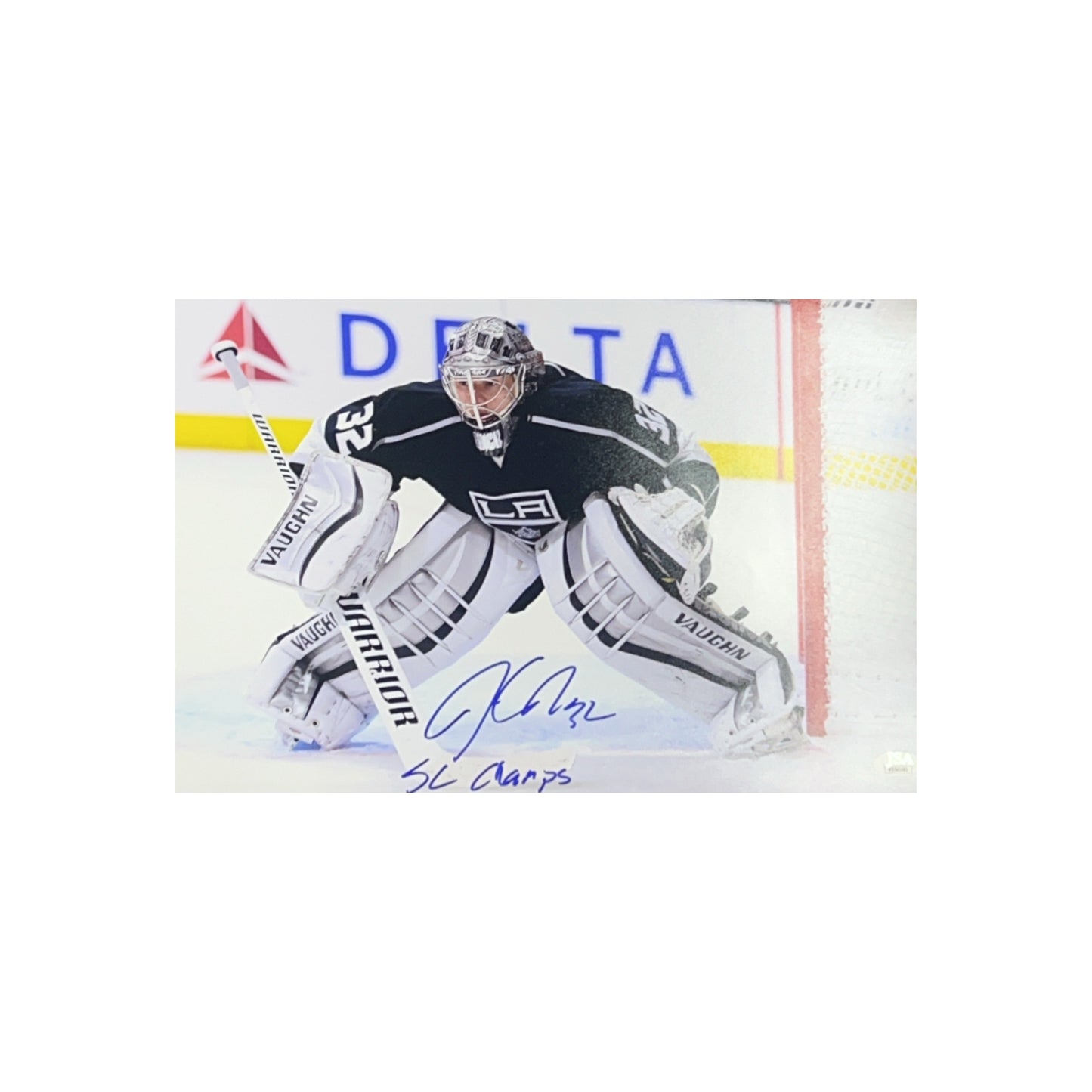 Jonathan Quick Autographed Los Angeles Kings Horizontal 11x14 "SC Champs" Inscription JSA