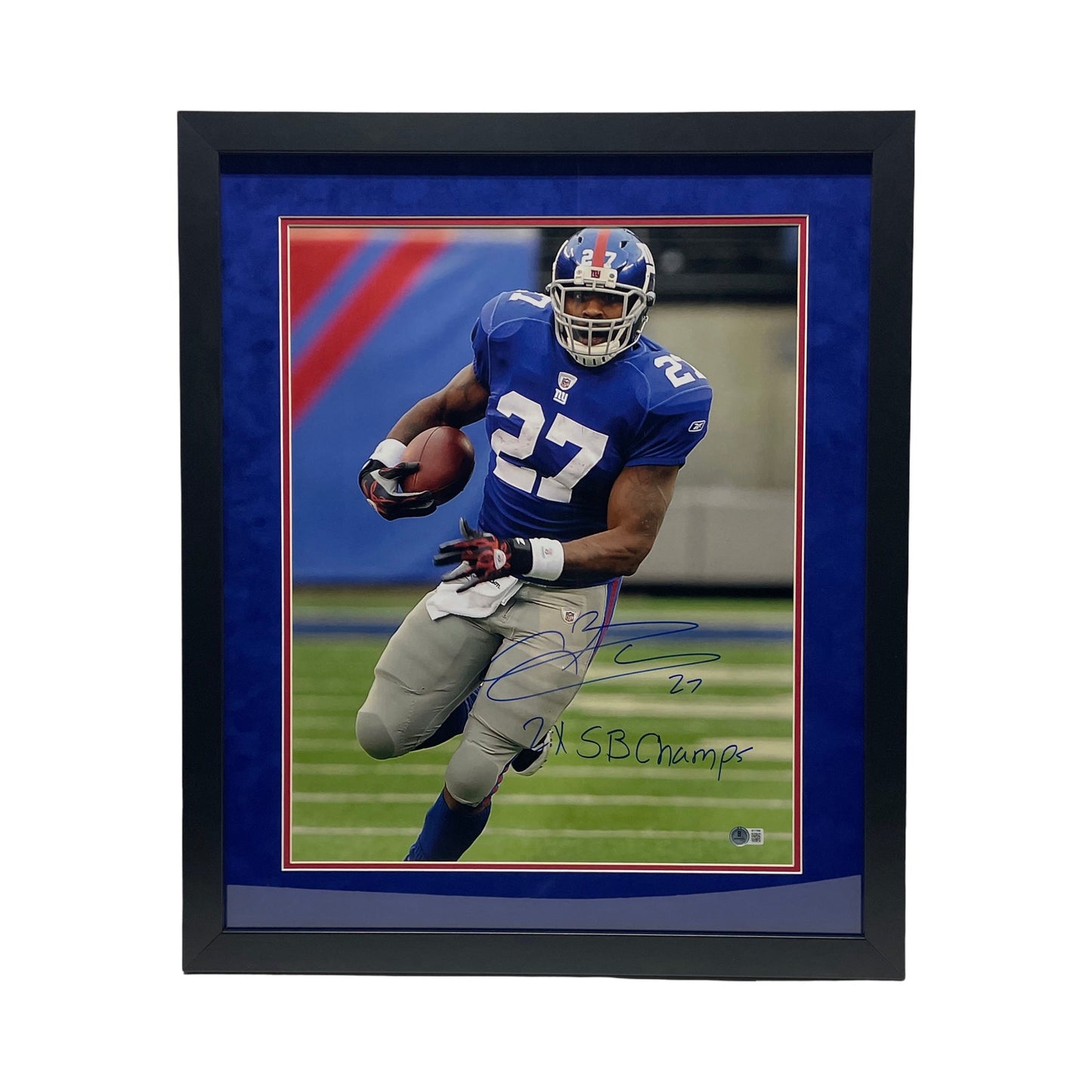 Brandon Jacobs Autographed Framed New York Giants Vertical Run Inscribed "2x SB Champs" 16x20 Beckett