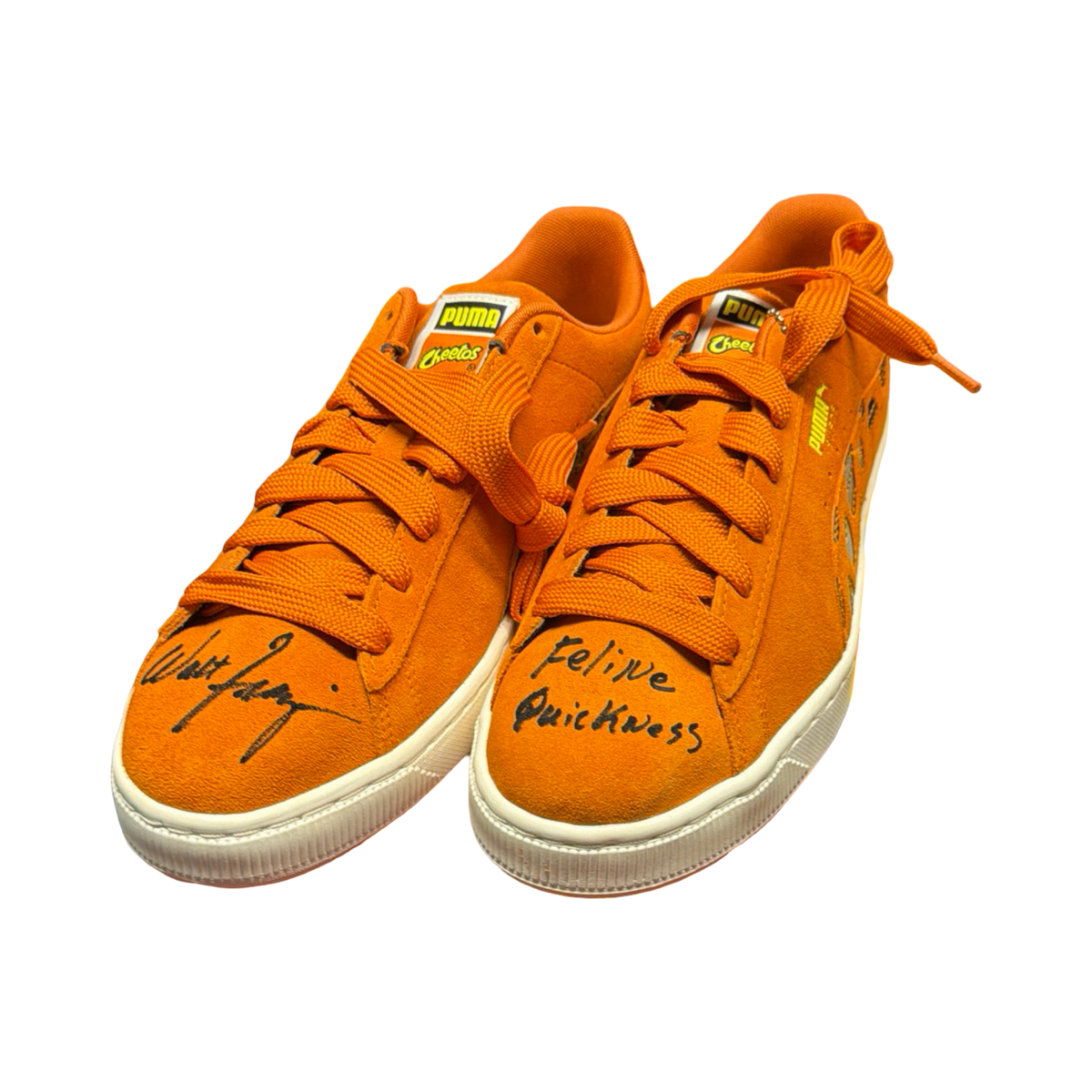 Walt Clyde Frazier Autographed Puma Cheeto Suede Inscribed Signed JSA COA “Feline Quickness”