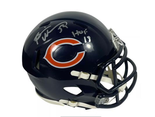 Brian Urlacher Autographed Chicago Bears Speed Mini Helmet “HOF 18” Inscription Beckett