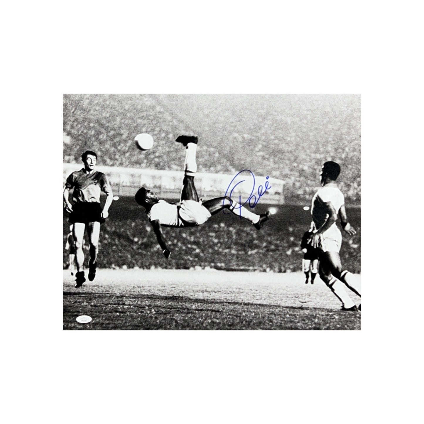 Pele Autographed Bicycle Kick 16x20 JSA