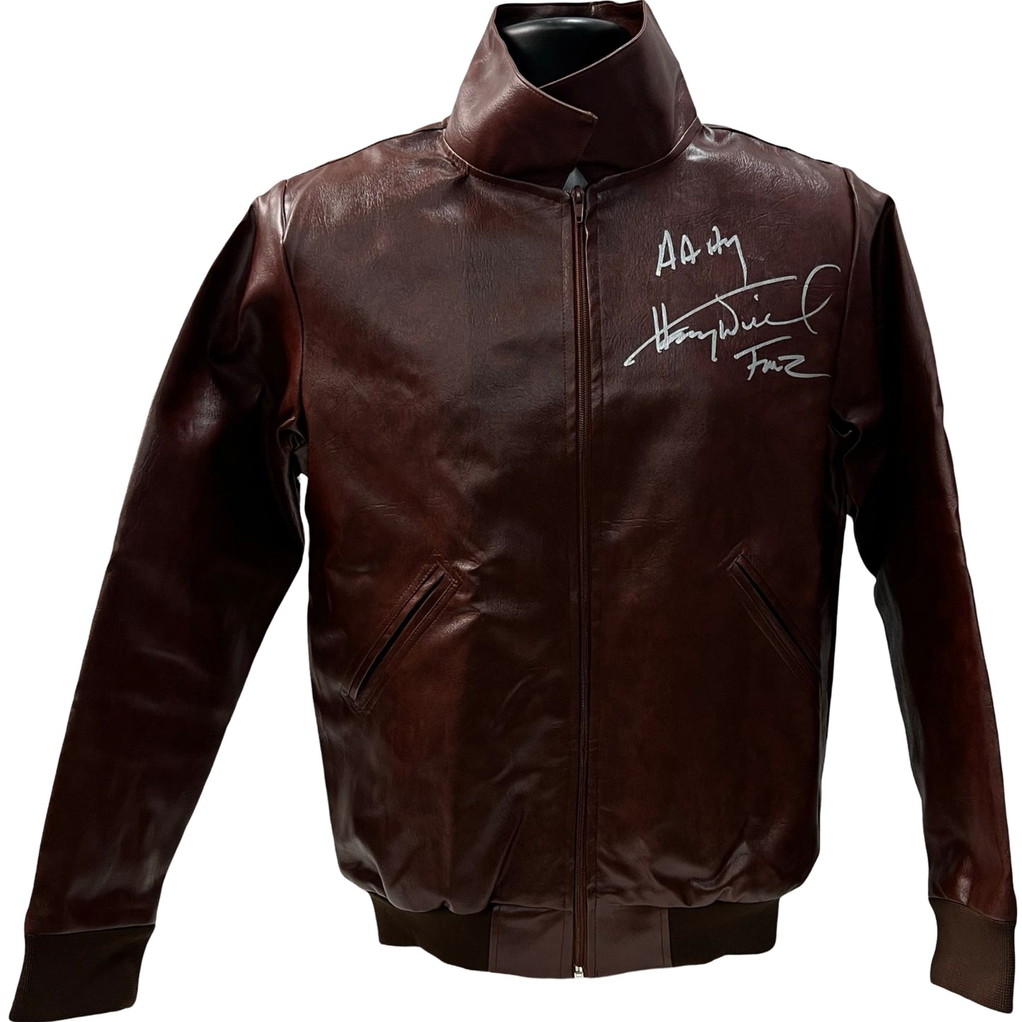 Henry Winkler Autographed Happy Days Leather Jacket "Aaay, Fonz" Inscription Beckett