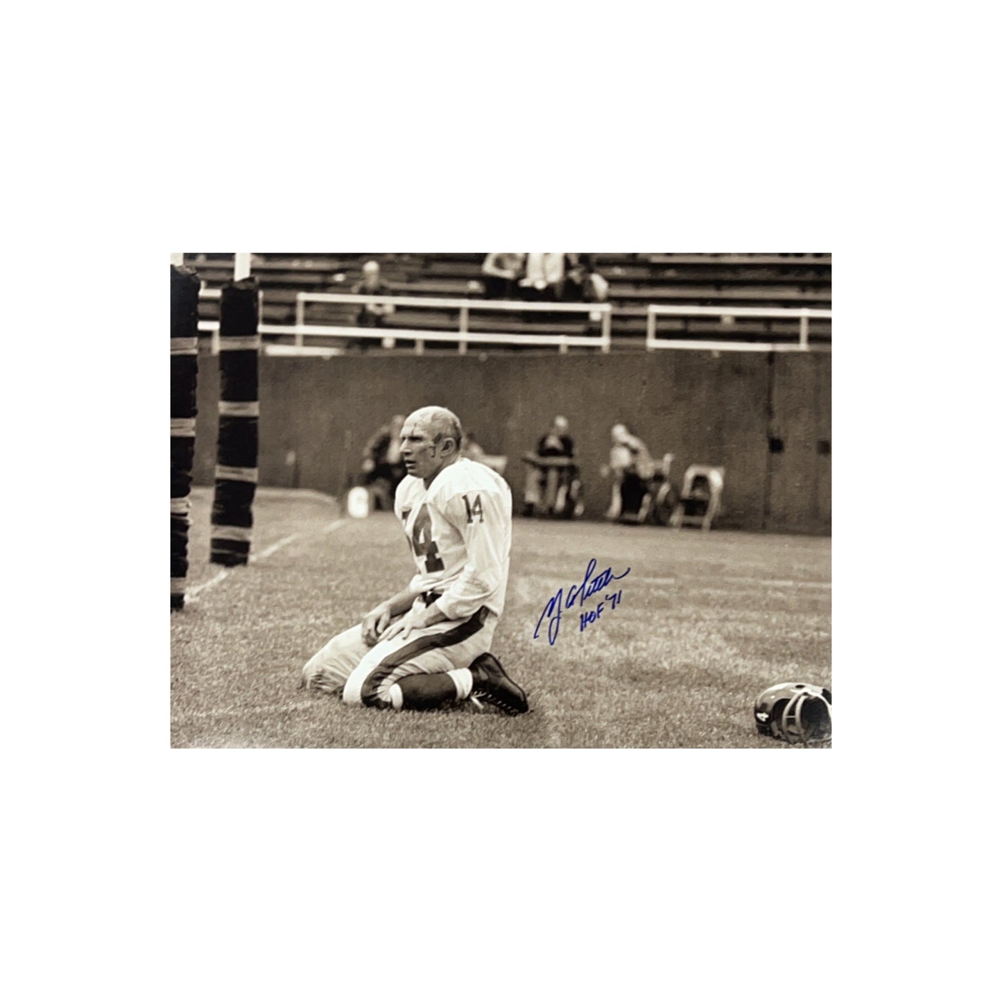 Y.A. Tittle Autographed New York Giants Horizontal 16x20 "HOF 71" Inscription Leaf