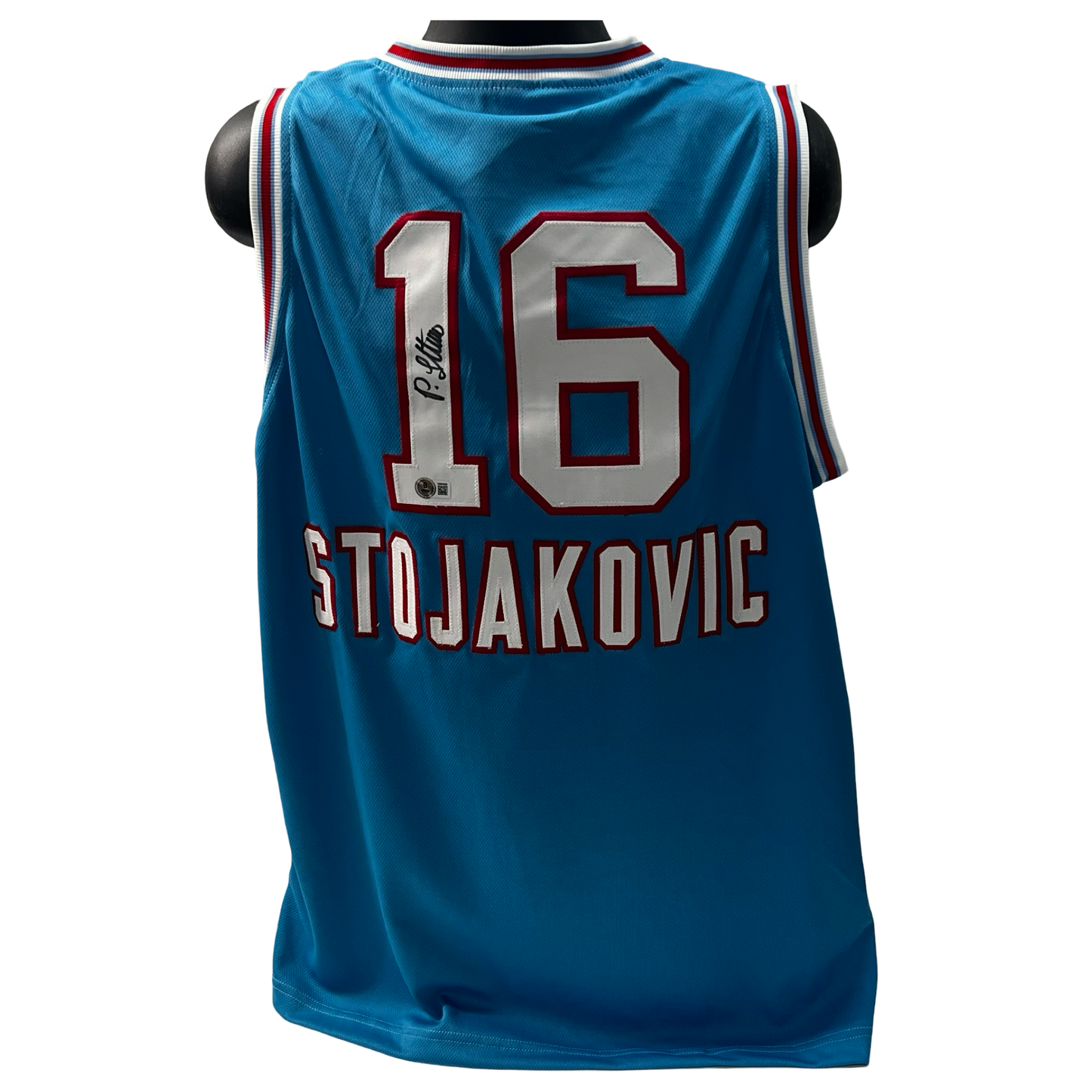 Peja Stojakovic Autographed Sacramento Kings Baby Blue Jersey Beckett