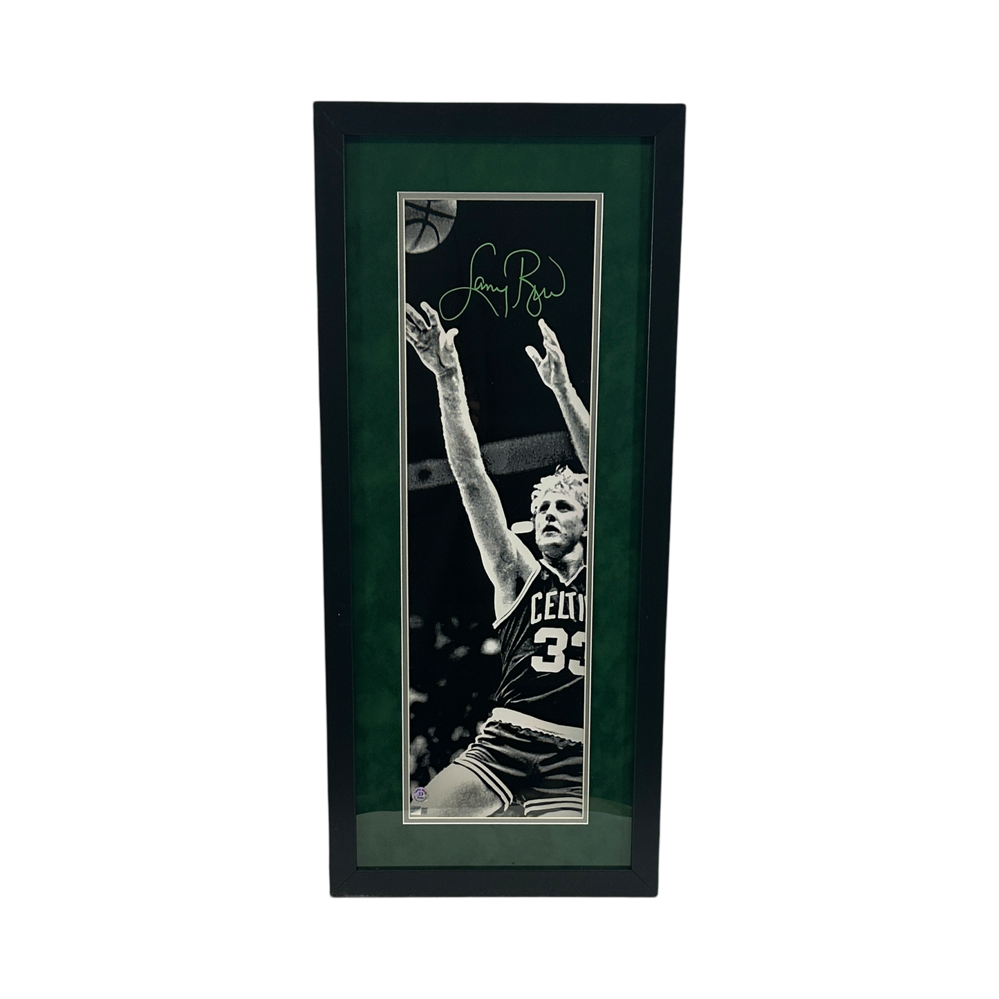 Larry Bird Autographed Boston Celtics B&W Shot Framed 8x26 Steiner CX