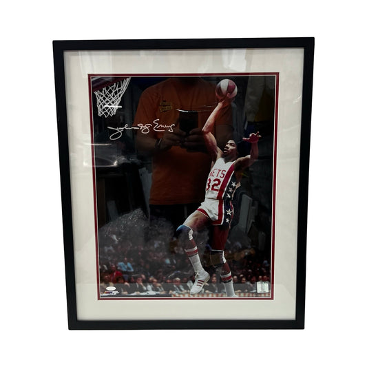 Julius Erving Autographed New Jersey Nets Framed 16x20 Steiner