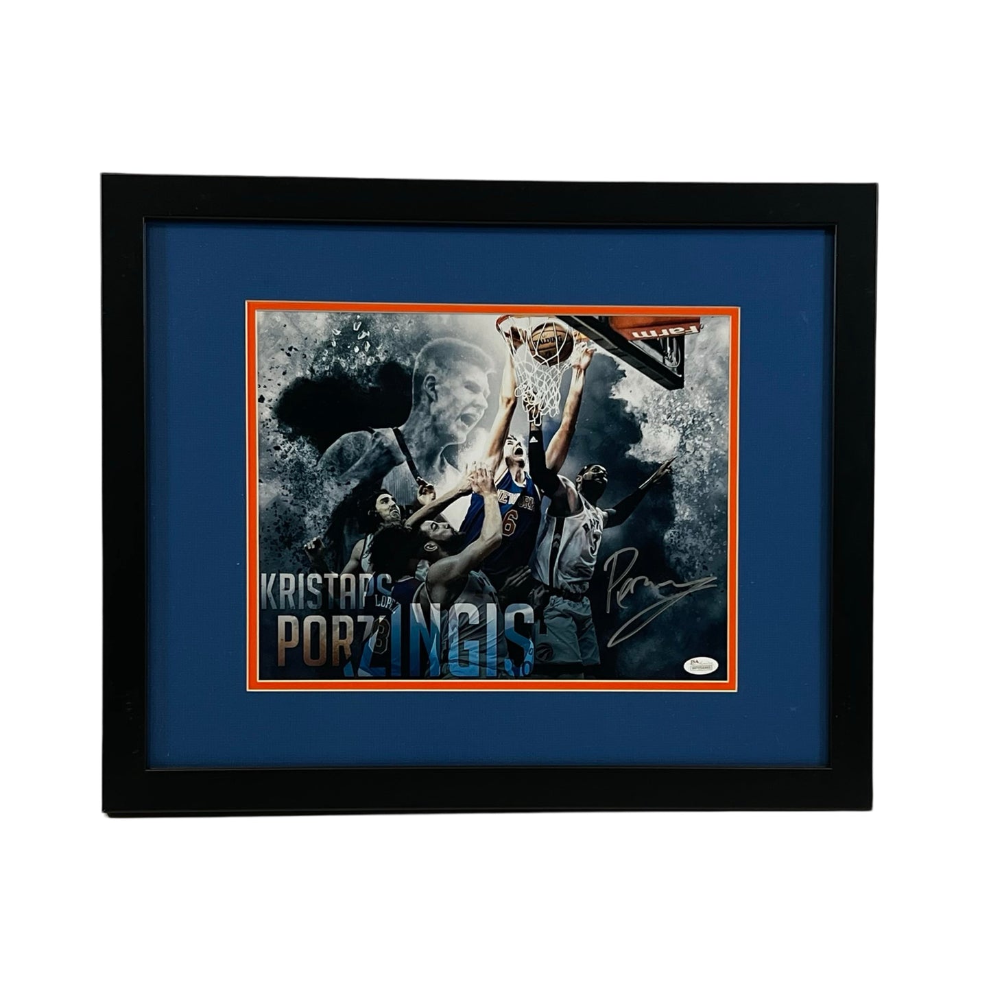 Kristaps Porzingis Autographed New York Knicks Framed Edit 11x14 JSA