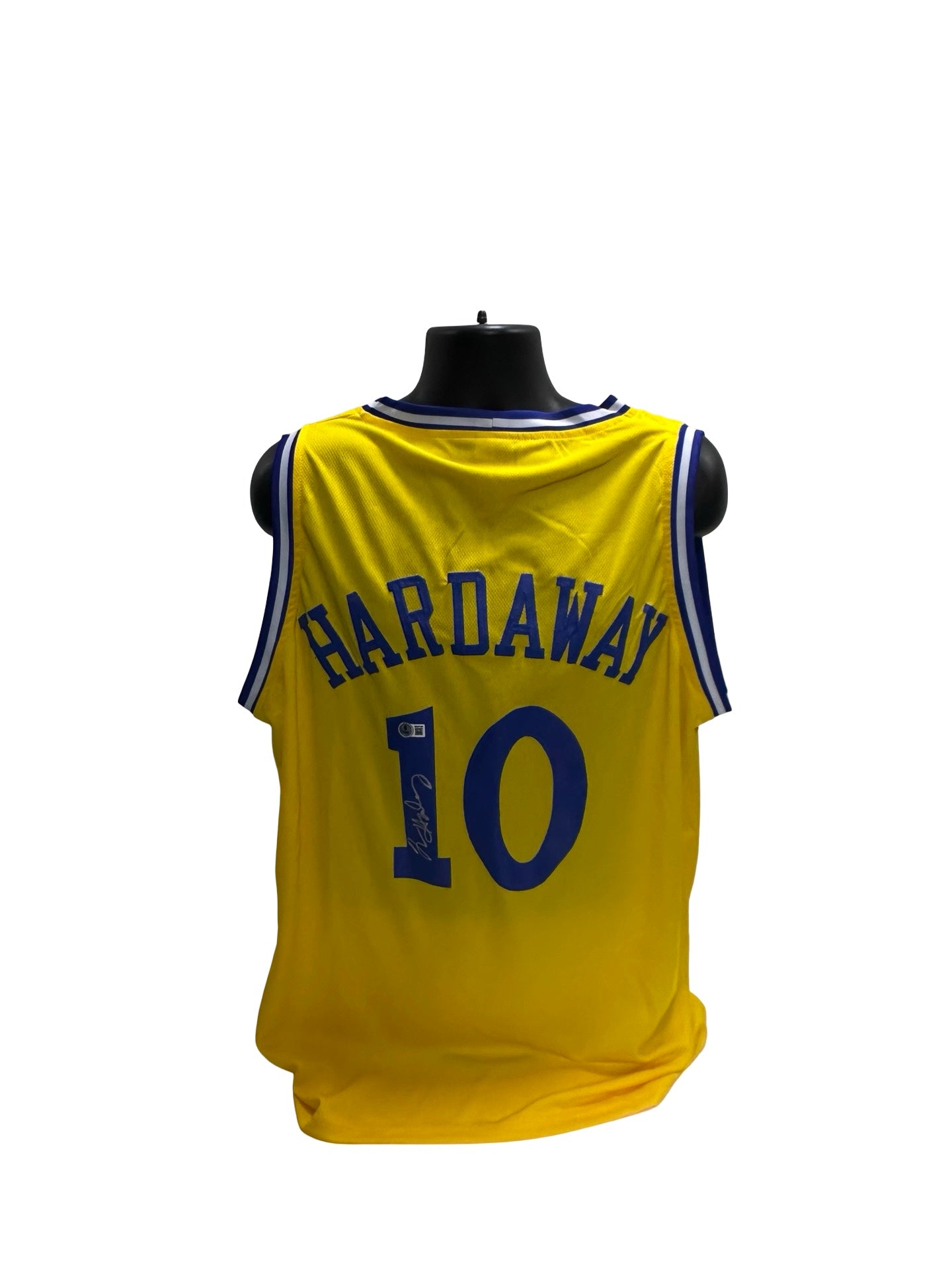 Tim Hardaway Sr Autographed Golden State Warriors Yellow Jersey Beckett BAS