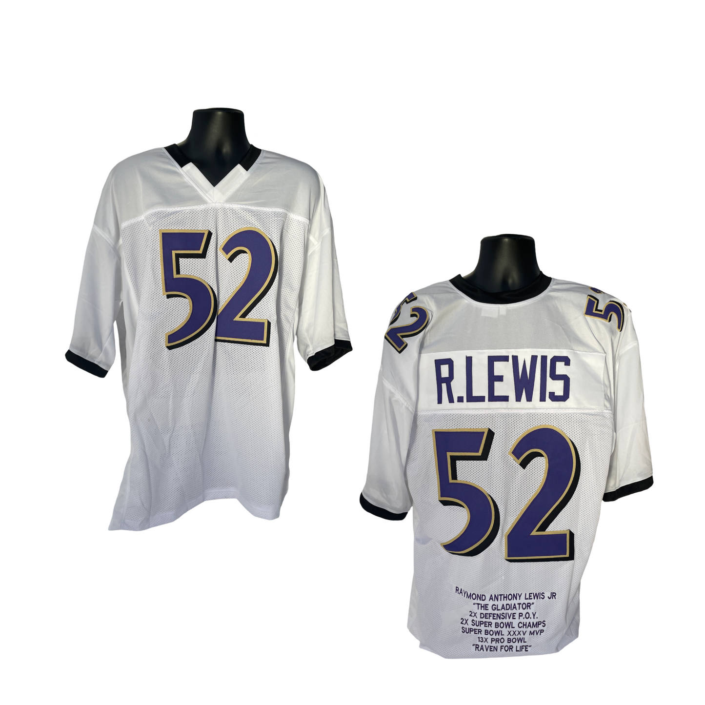 Ray Lewis Unsigned Baltimore Ravens White Stat Jersey