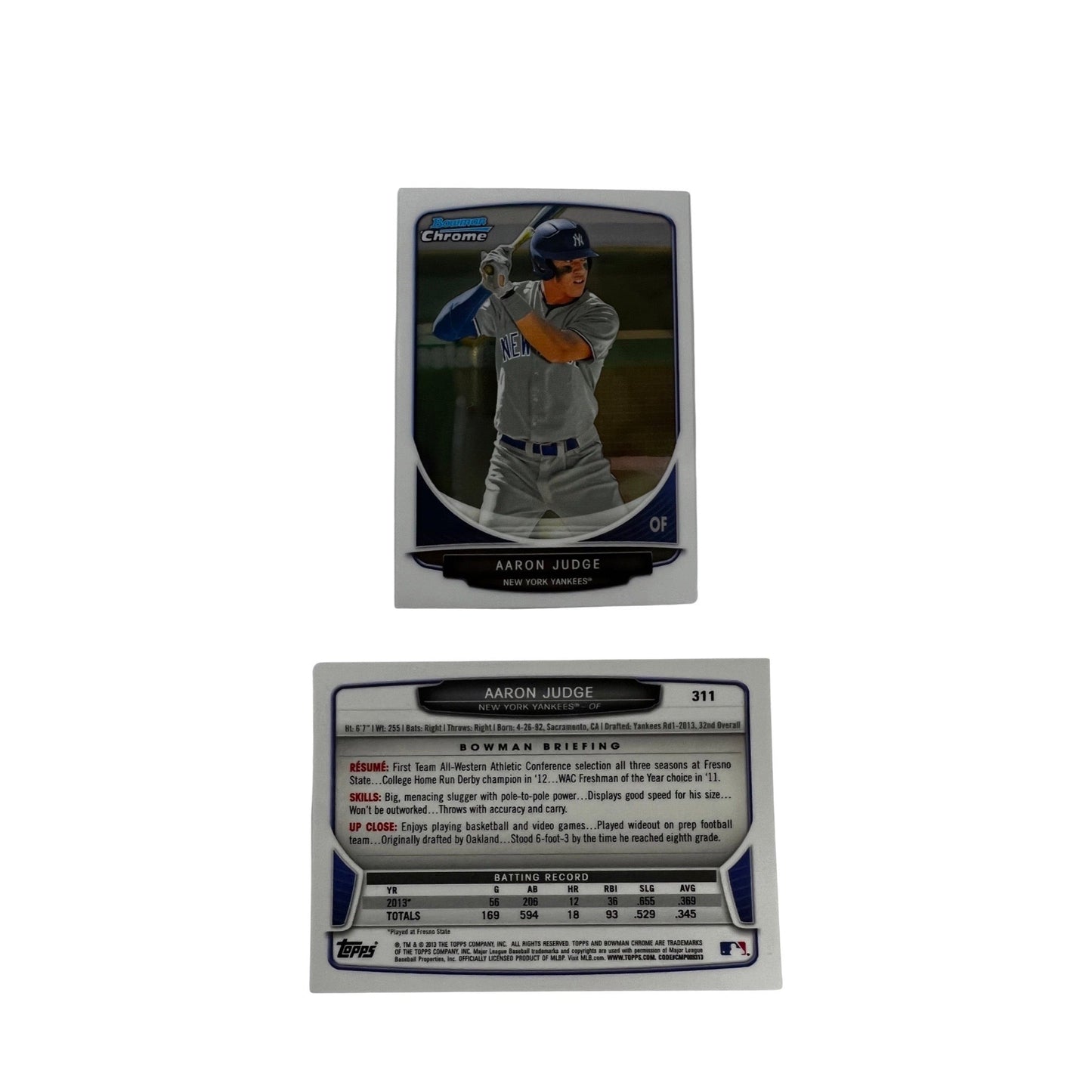 2013 Bowman Chrome Draft Picks Mini Aaron Judge #311