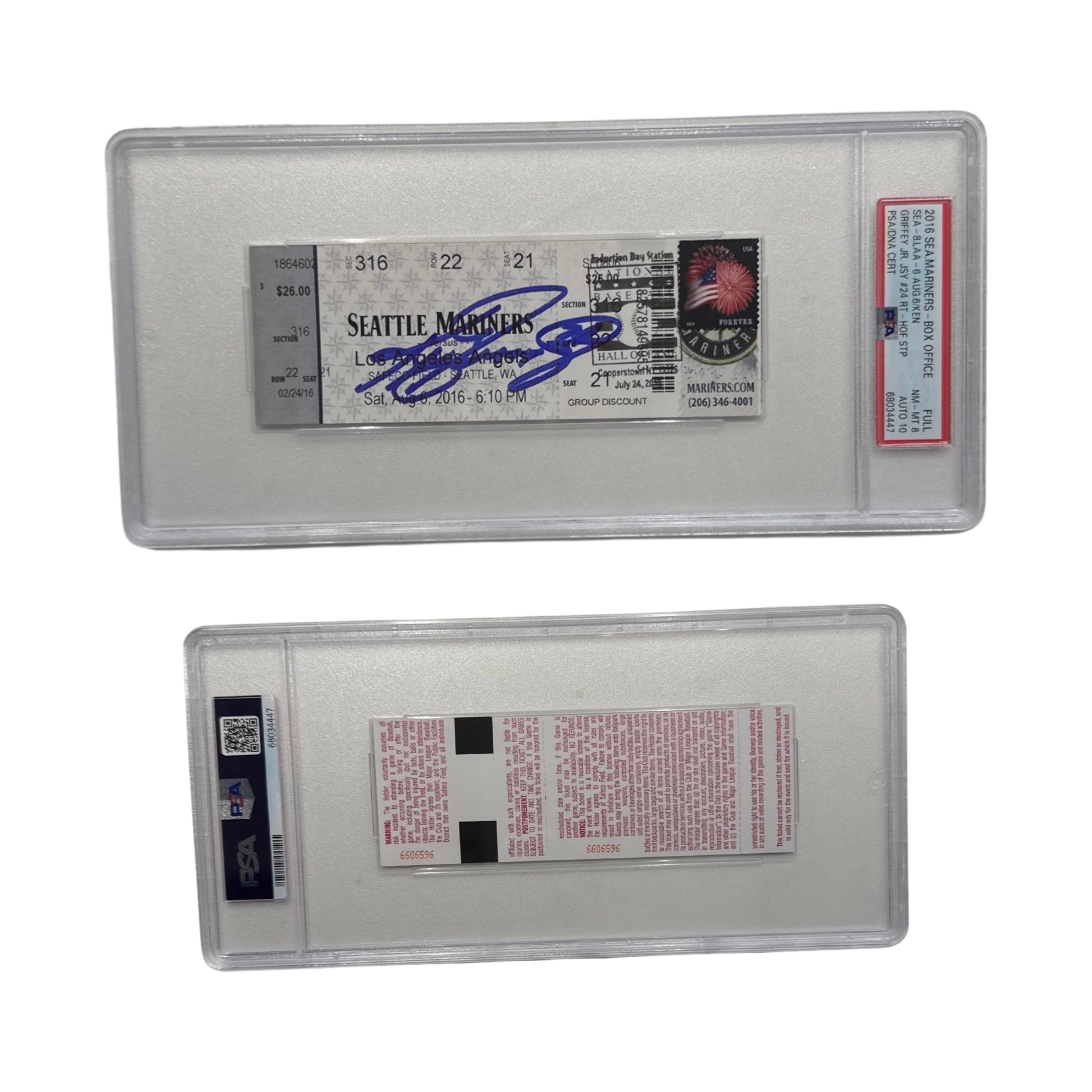 2016 Sea. Mariners Box Office Ticket Stub Sea 0, LAA 6 Aug. 6/ Ken