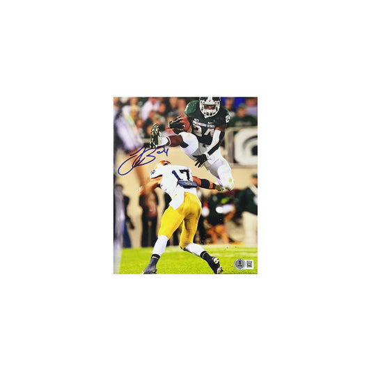 Le'Veon Bell Autographed Michigan State Spartans Leap Vertical 8x10 Beckett