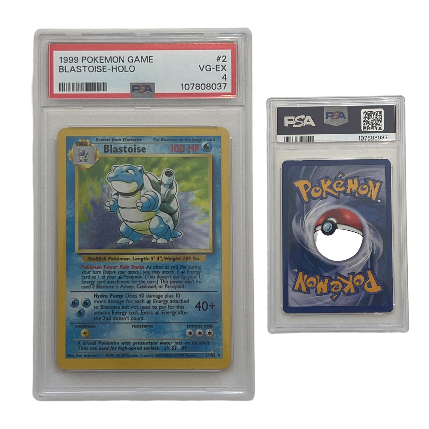 1999 Pokemon Game Blastoise-Holo #2 PSA VG-EX 4