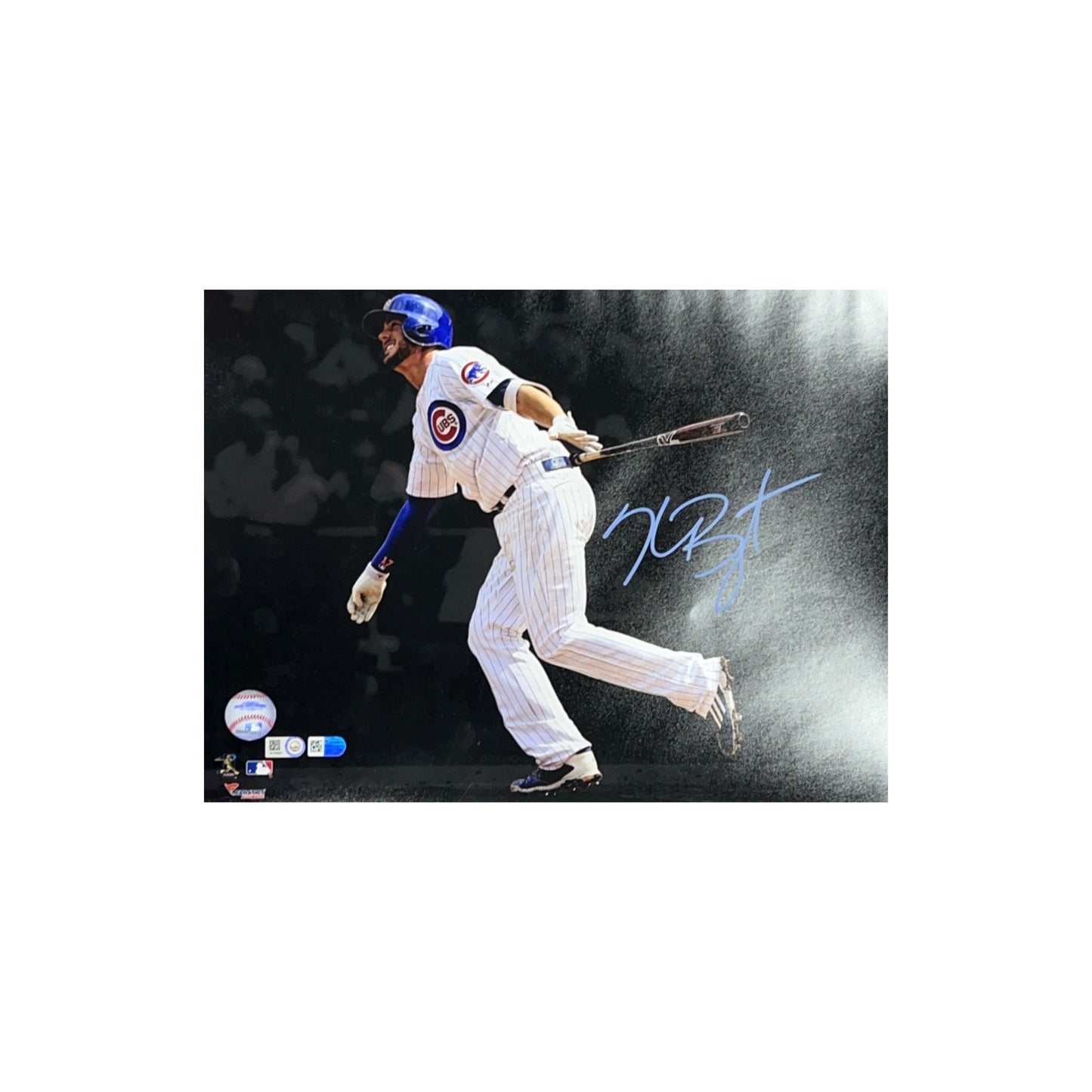 Kris Bryant Autographed Chicago Cubs Horizontal Black Out 11x14 Fanatics