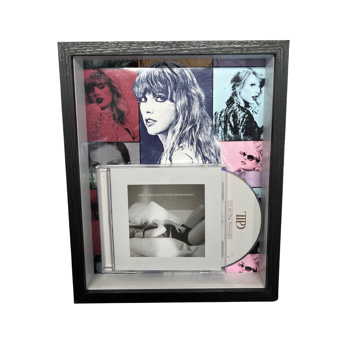 Taylor Swift Tortured Poets 8x10 Framed CD Squares Collage Black Frame