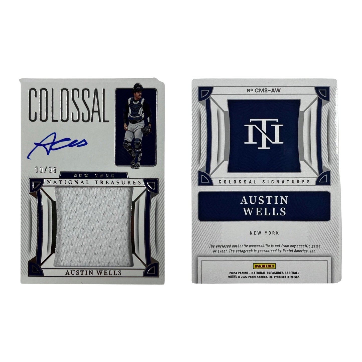 2023 Panini National Treasures Austin Wells 09/99 Colossal Signatures