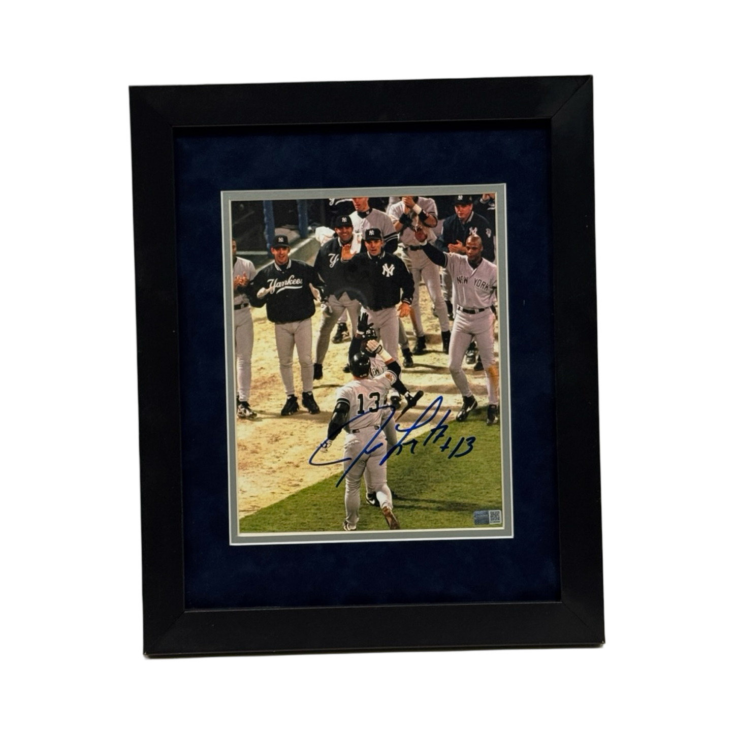 Jim Leyritz Autographed Homerun Celebration Framed 8x10 Steiner CX
