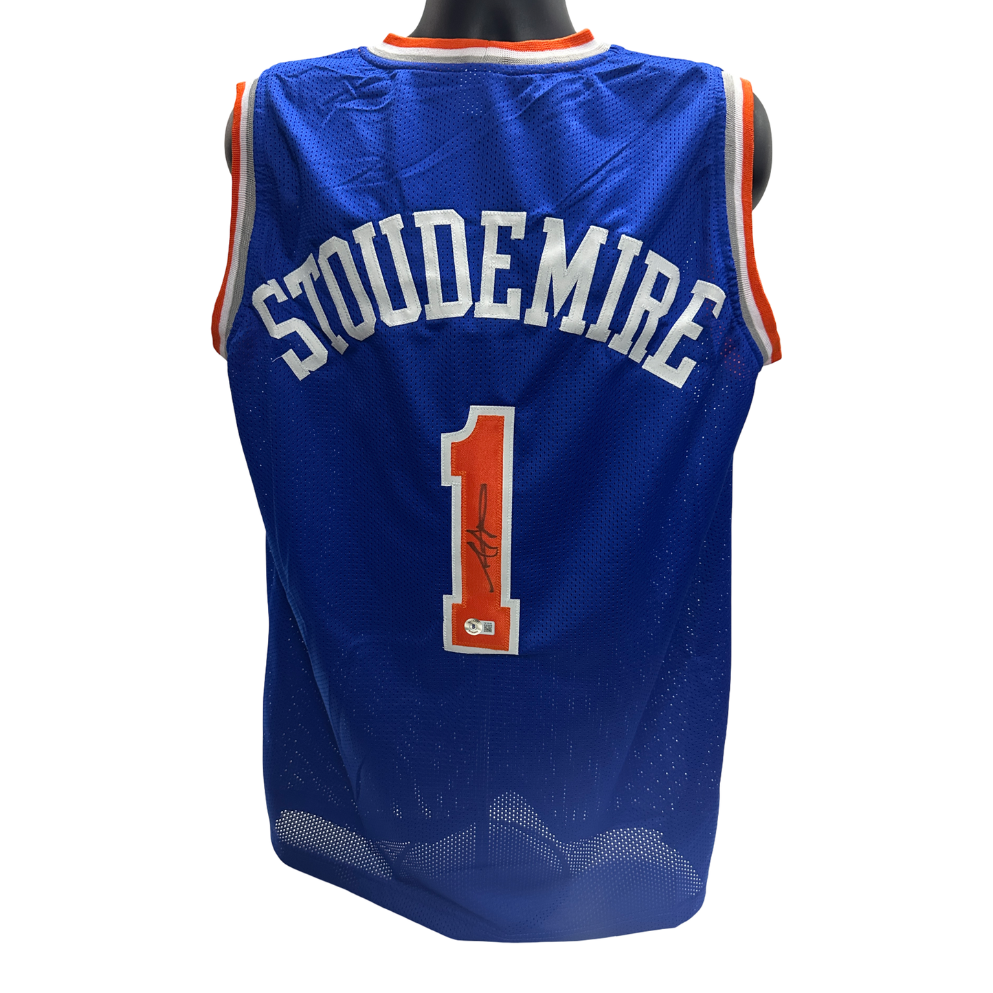Amare Stoudemire Autographed New York Knicks Blue Jersey Beckett BAS