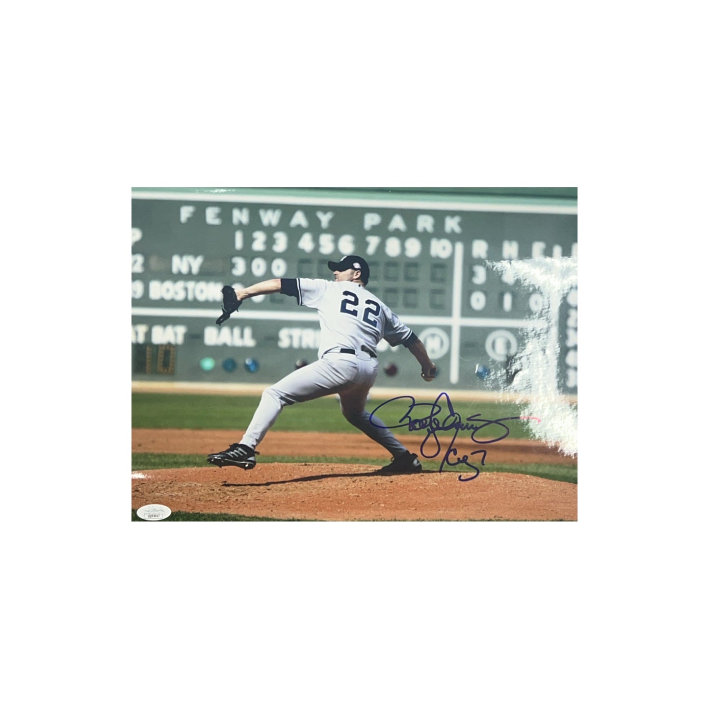 Roger Clemens Autographed New York Yankees Fenway Horizontal 11x14 "CY 7" Inscription JSA