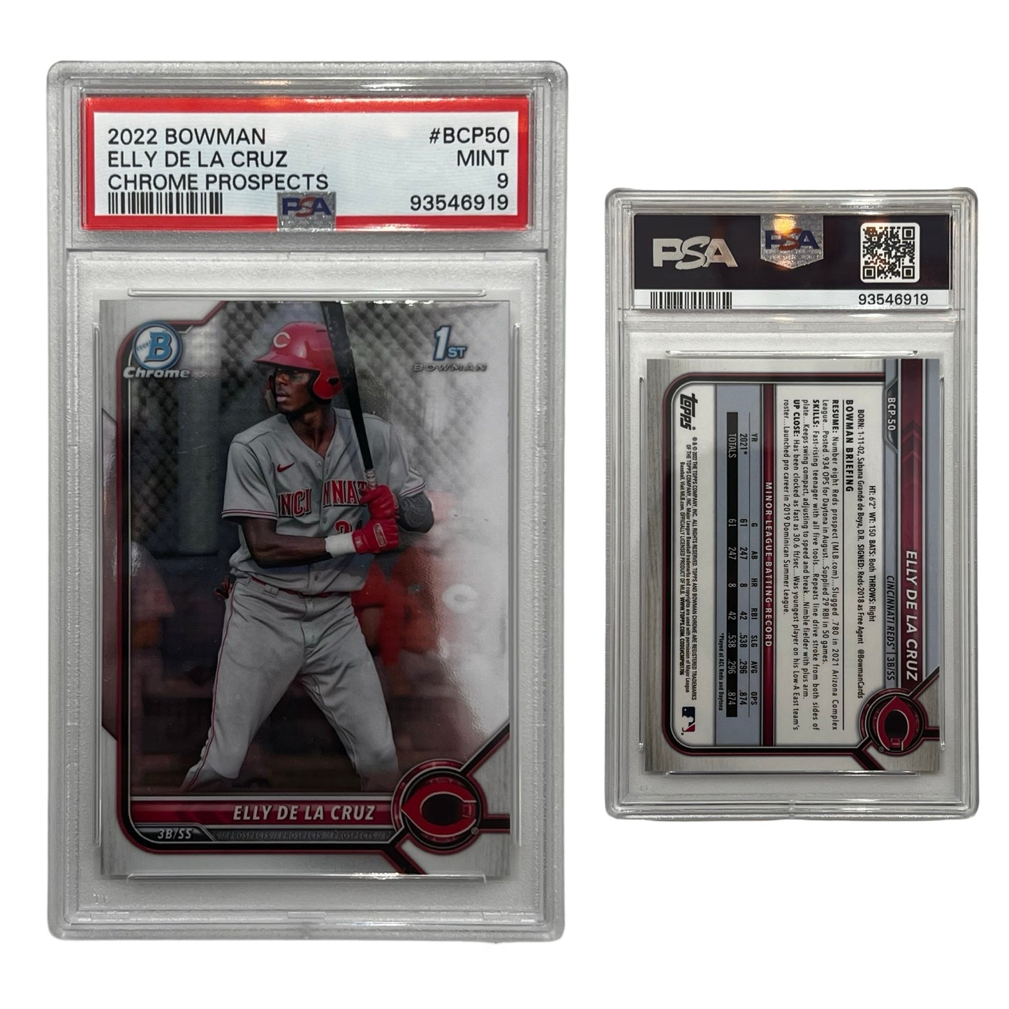 2022 Elly De La Cruz Bowman Chrome Prospects #BCP50 PSA MINT 9