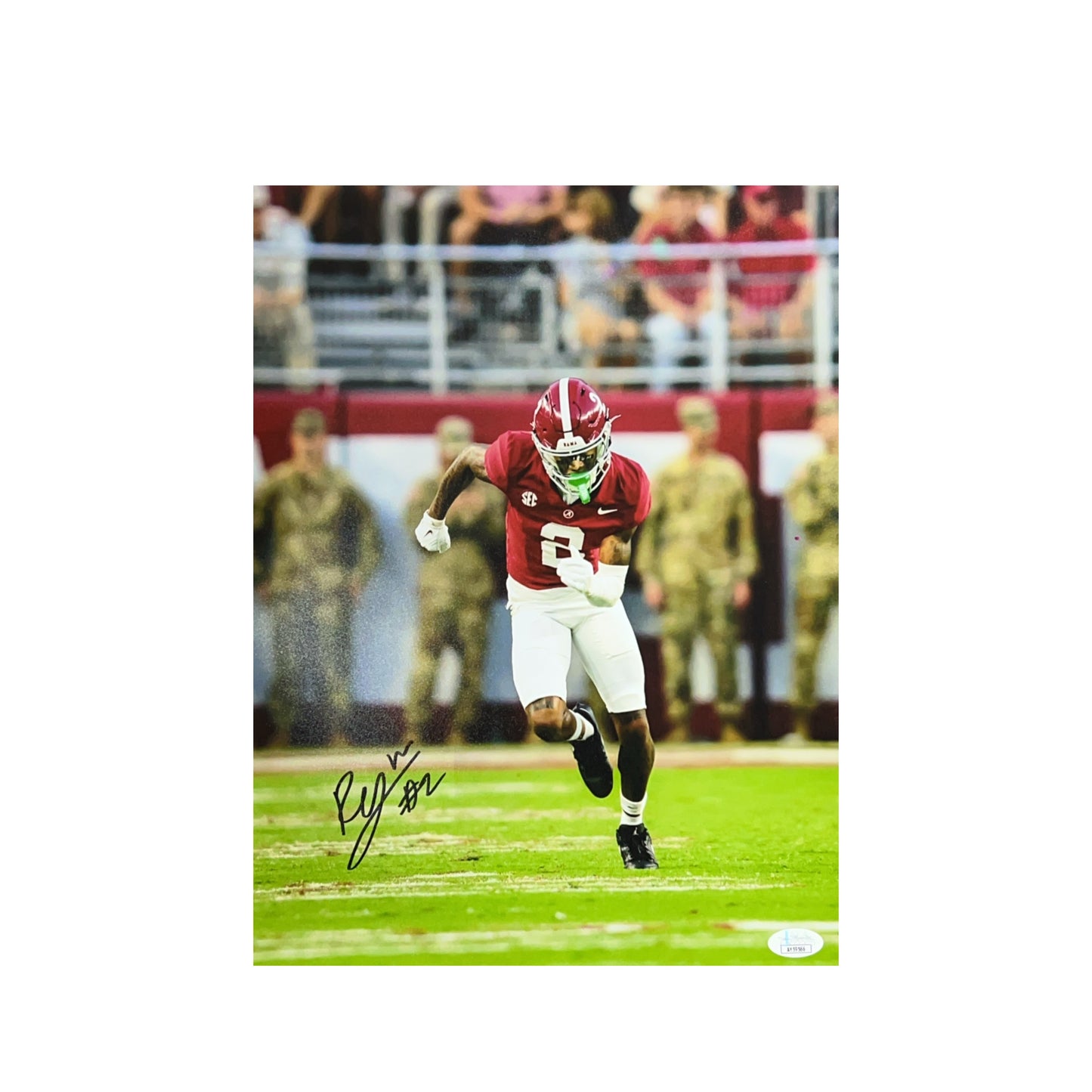 Ryan Williams Autographed Alabama Crimson Running Route 11x14 JSA