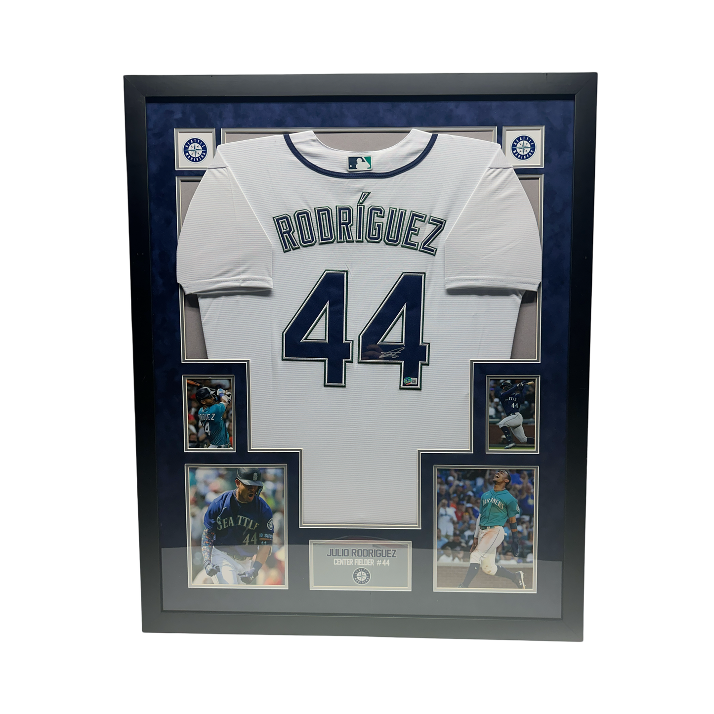 Julio Rodríguez Autographed Seattle Mariners White Nike Replica Jersey Beckett - Framed