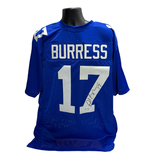 Plaxico Burress Autographed New York Giants Blue Jersey PSA