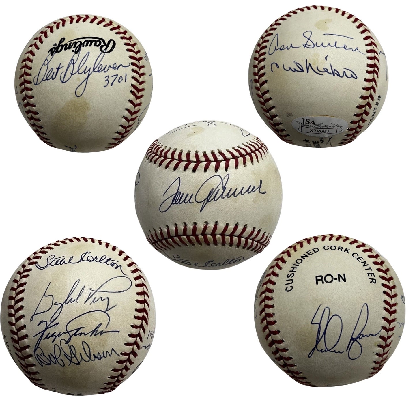 Bob Gibson, Steve Carlton, Gaylord Perry, Fergie Jenkins, Don Sutton, Phil Niekro Bert Blyleven, Nolan Ryan and Tom Seaver Autographed Official National League Baseball JSA