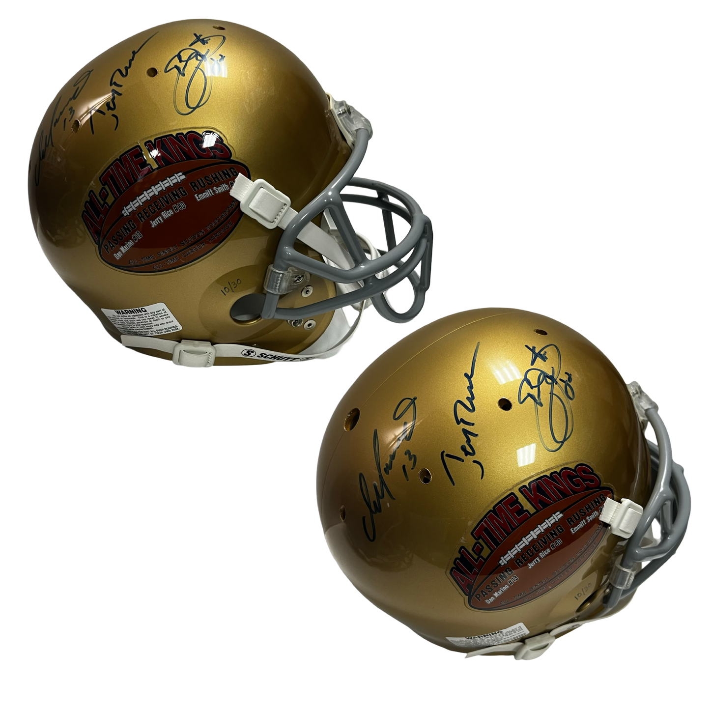 Dan Marino, Emmitt Smith & Jerry Rice Autographed All Time Kings Authentic Helmet Tristar