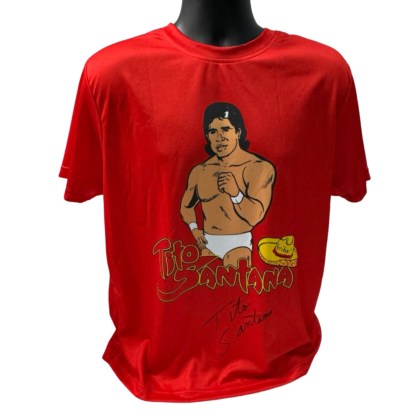 Tito Santana Autographed WWE WWF Red T-Shirt Beckett