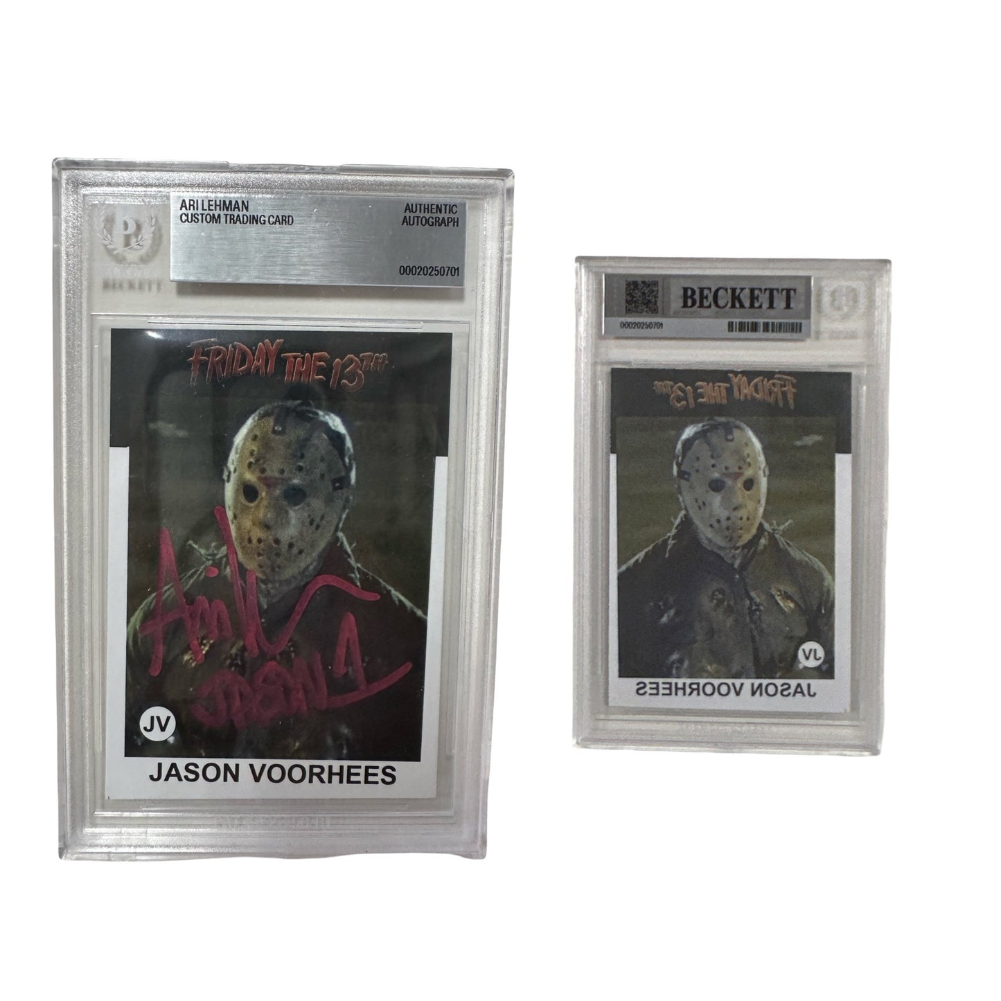 Ari Lehman Autographed Jason Voorhees Friday the 13th Card White Mask Red Ink Beckett BAS