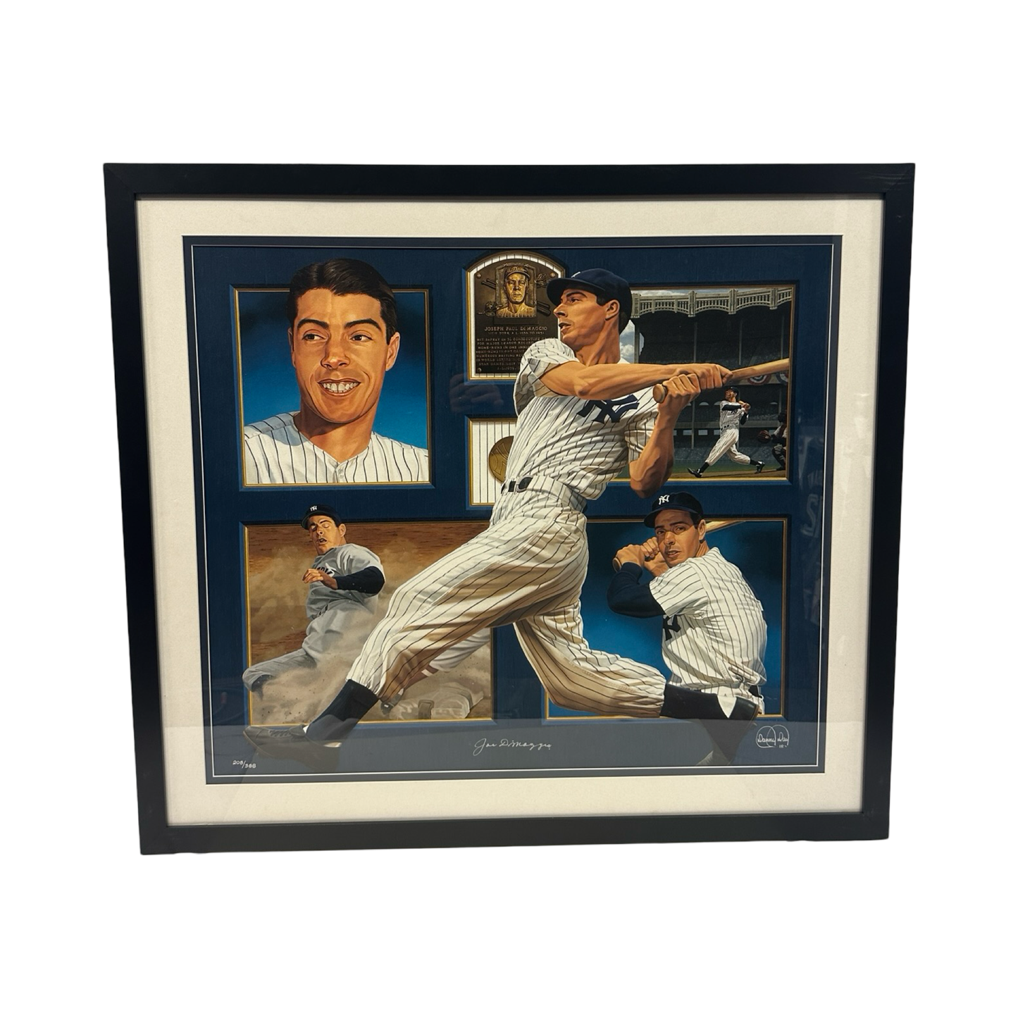 Joe DiMaggio Autographed New York Yankees Framed 34x38 JSA