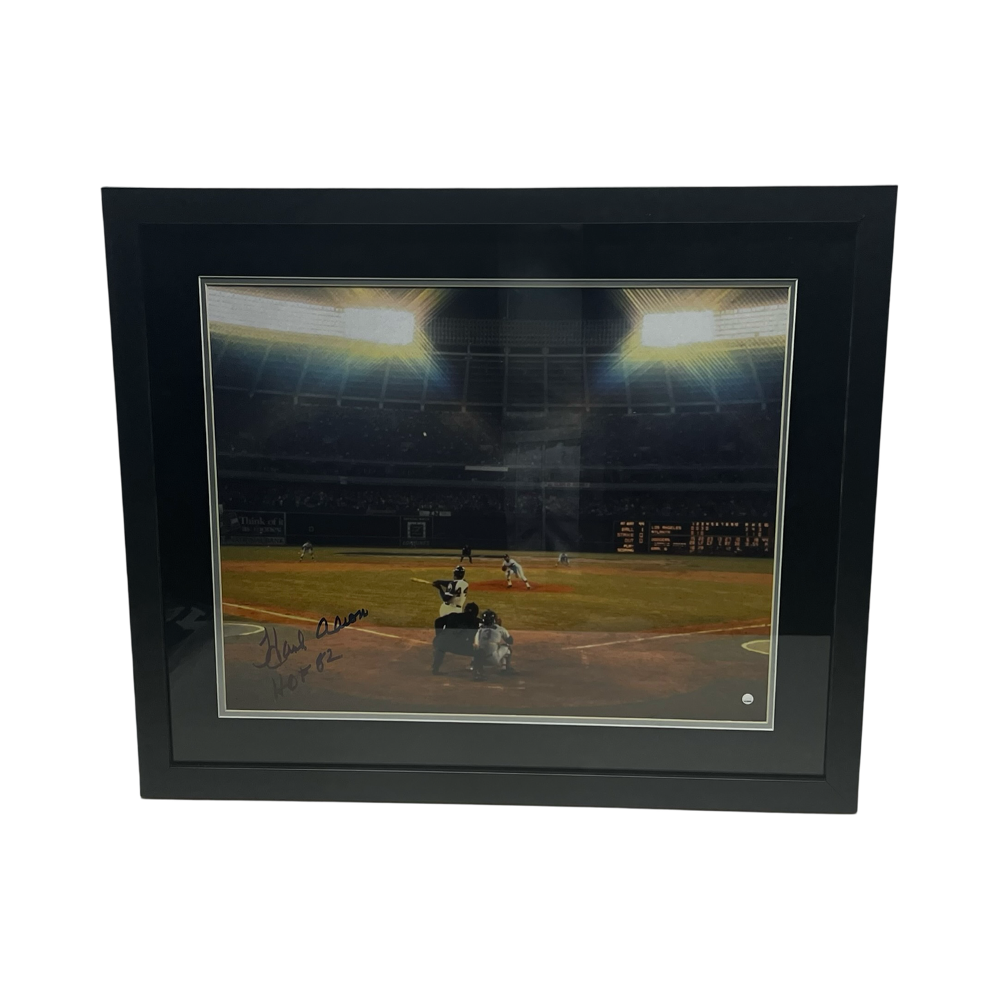 Hank Aaron Autographed Atlanta Braves 16x20 "HOF 82" Inscription Steiner - Framed