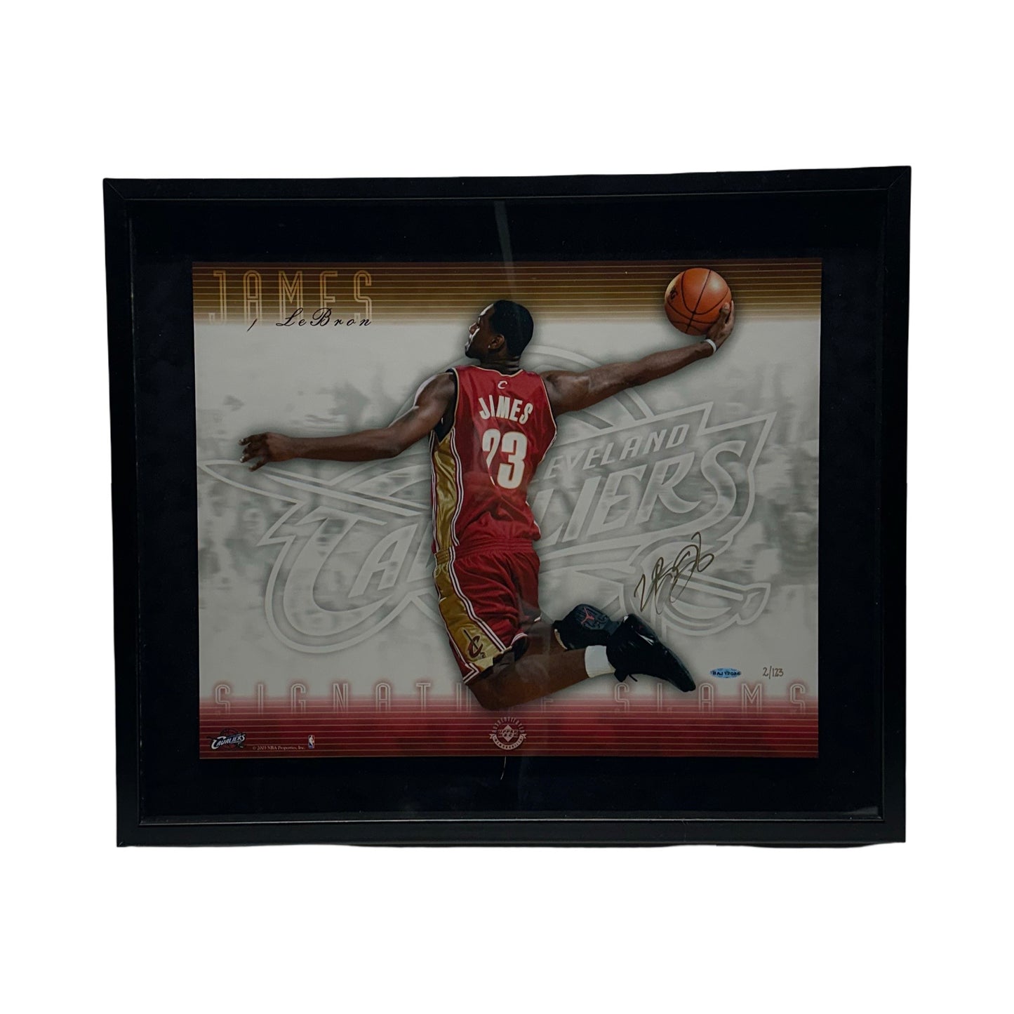 Lebron James Autographed Cleveland Cavaliers Framed Signature Slams UDA /123