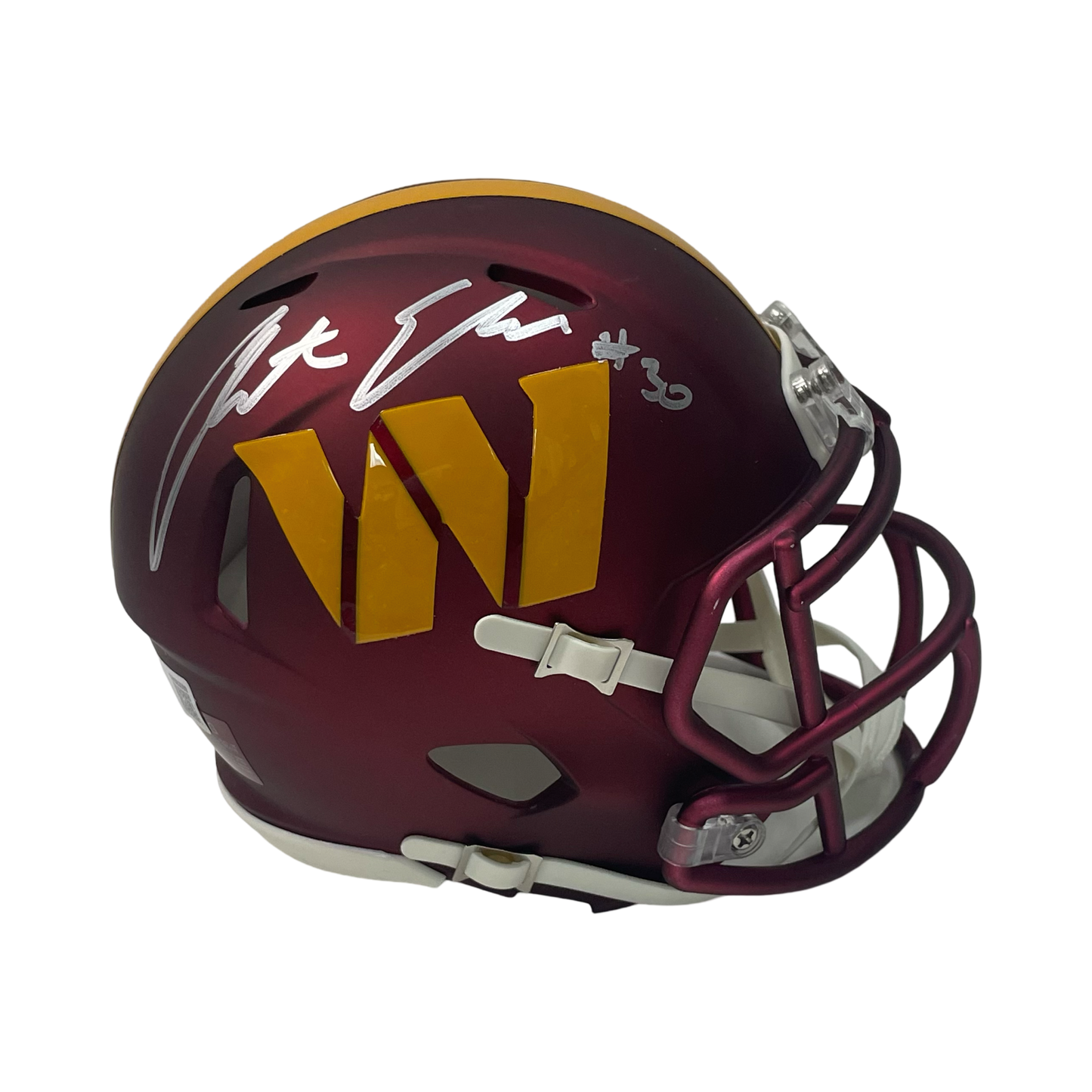 Austin Ekeler Autographed Washington Commanders Maroon Mini Helmet Signed Beckett