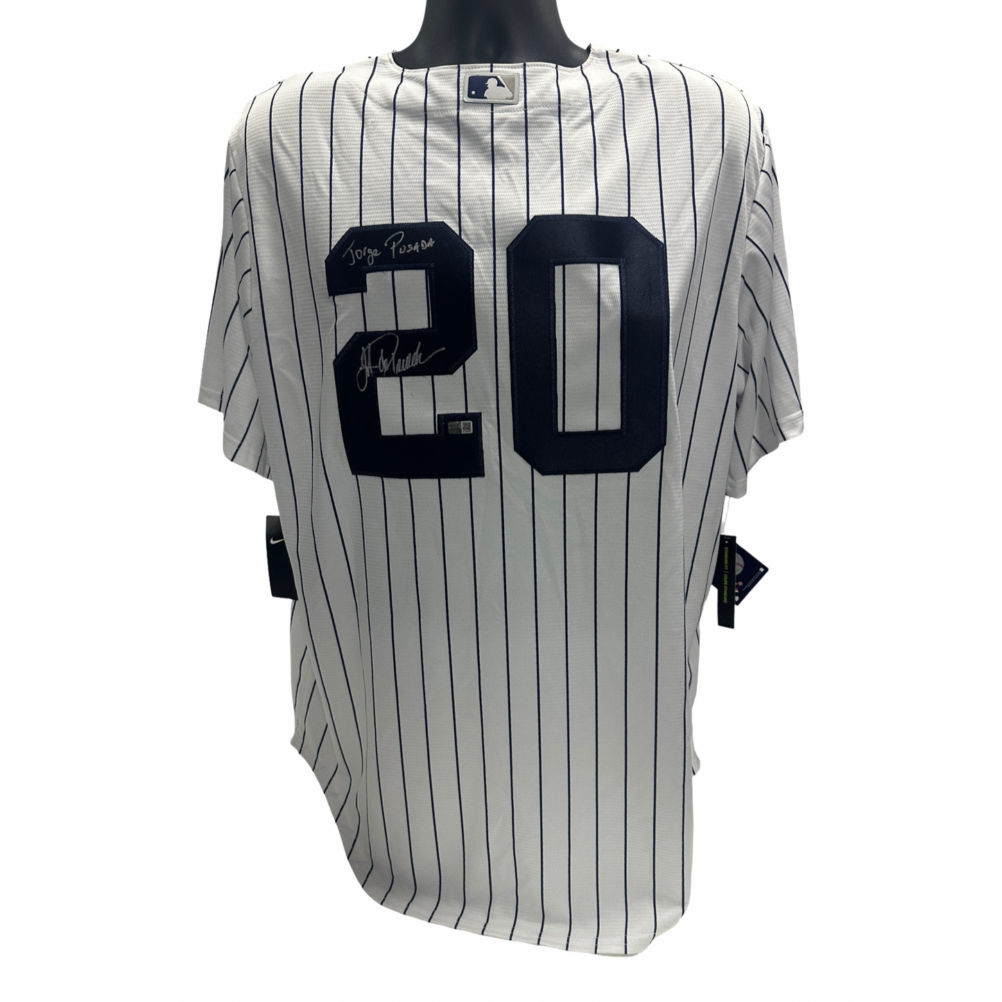 Jorge Posada Autographed New York Yankees "Jorge Posada" Inscribed Nike Pinstripe Jersey Steiner CX