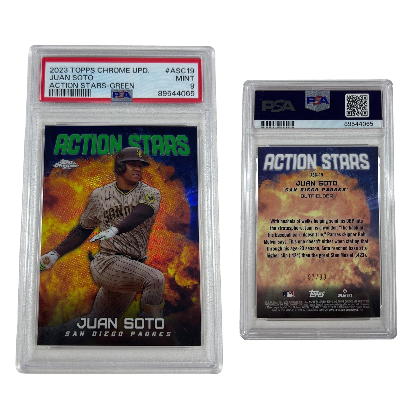 2023 Topps Chrome Update Juan Soto Action Stars-Green /99 #ASC19 PSA MINT 9