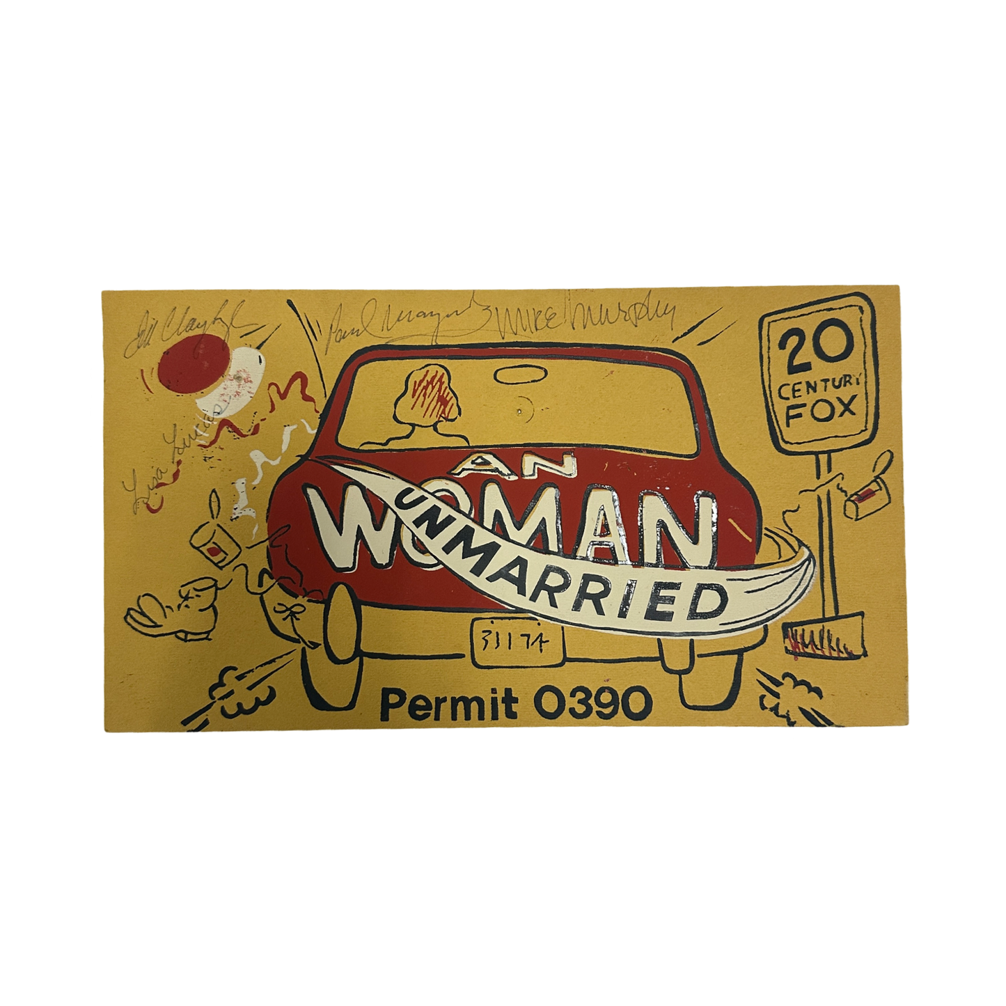 Jill Clayburg, Michael Murphy, Lisa Lucas & Pat Mizursky Autographed An Unmarried Woman Parking Sign JSA
