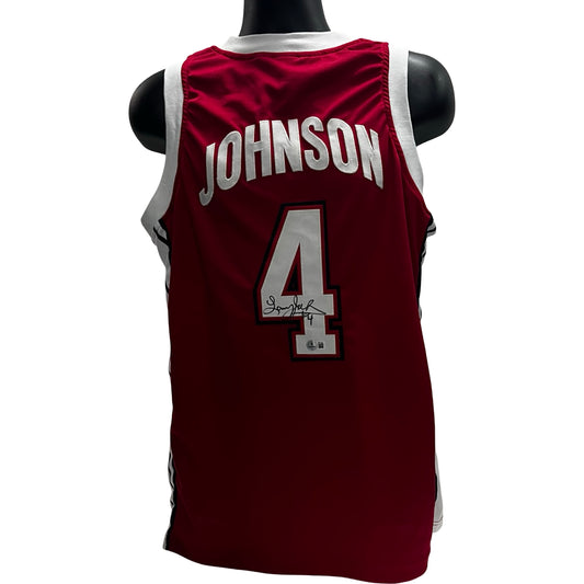 Larry Johnson Autographed UNLV Rebels Red Jersey Beckett